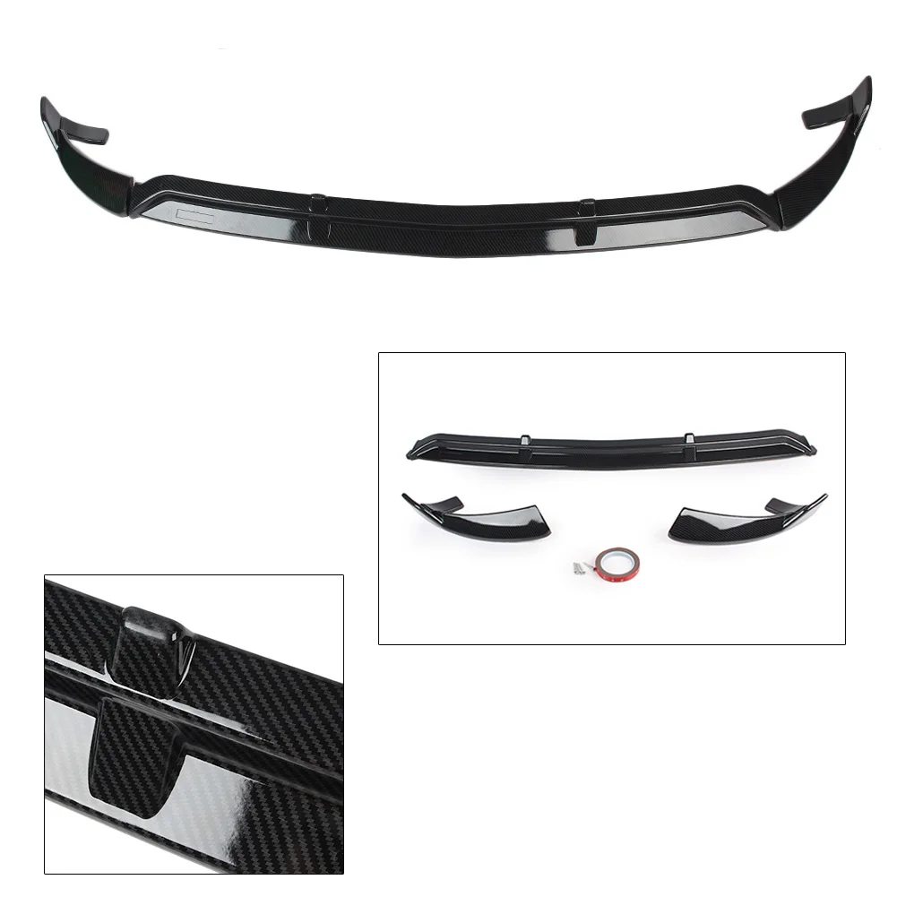 

3Pcs Car Front Bumper Lip Cover Trims Carbon Fiber Style For Benz GLC-Class 2016 2017 2018 2019 ABS Plastic Sport Styling