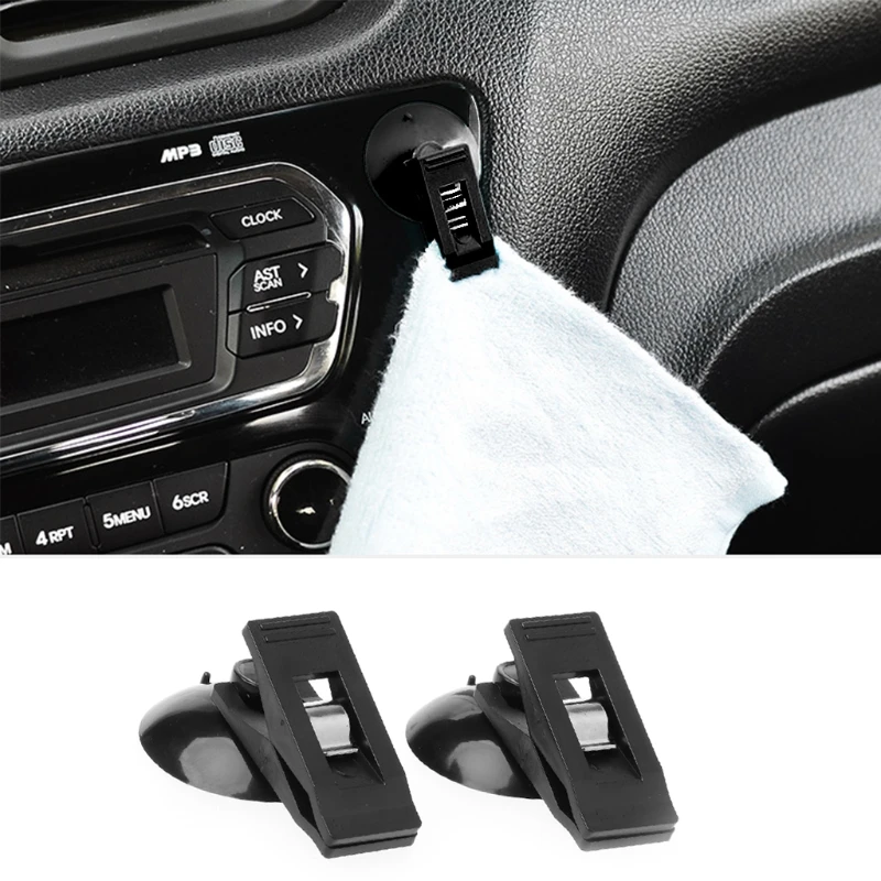 1 Pair Universal Car Windshield Parking Card Ticket Holder Clip Suction Q39F