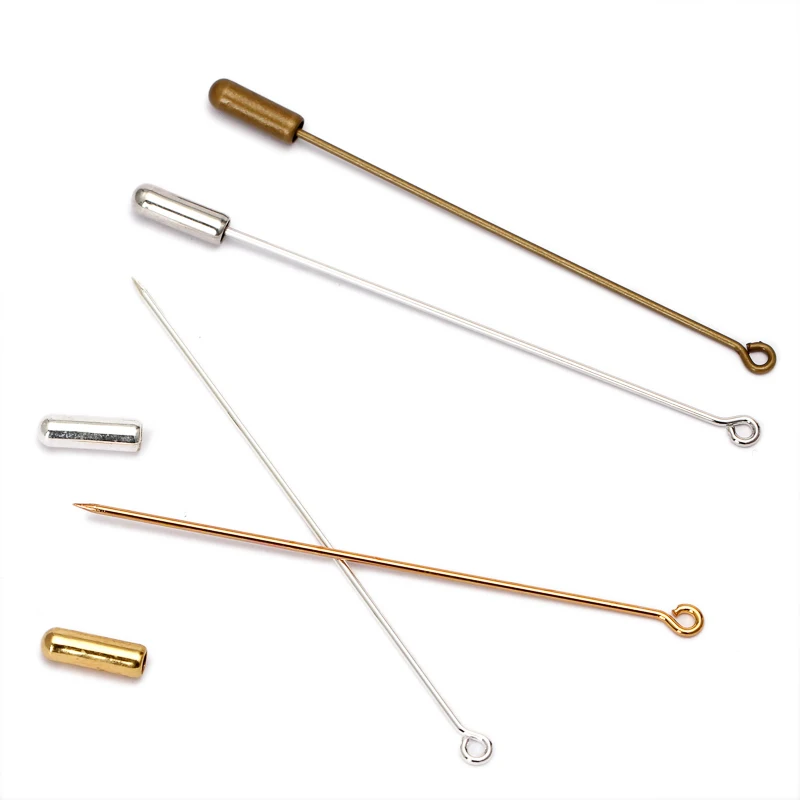 20 sztuk/partia broszki igły 50/70mm długość pętla oko broszka Pin broszki miedziane agrafki z korkiem dla majsterkowiczów komponenty do biżuterii