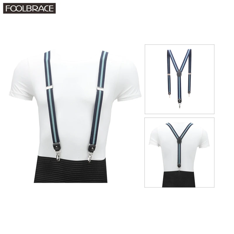 3 Hooks Buckle Black Leather Men\'s Suspenders 2.5cm Width Women\'s Pants Adjustable Suspenders