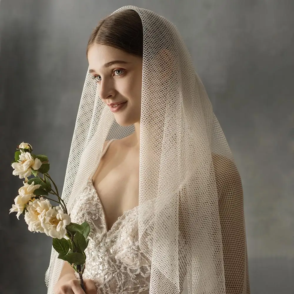 V640 Hohe kunststoff stoff zwei schichten fan bachelorette kapelle kathedrale braut winter hochzeit schleier schal für braut