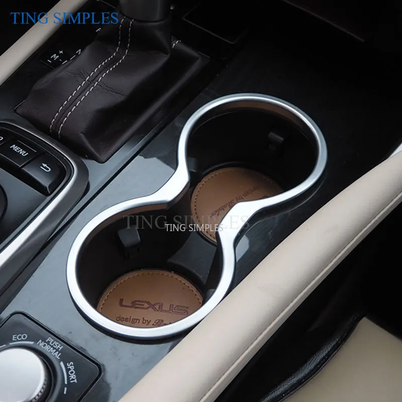 ABS CHROME Car Accessories Interior Water Cup Holder Frame Decoration Protective Cover Trim Stickers For Lexus RX 2014-2019