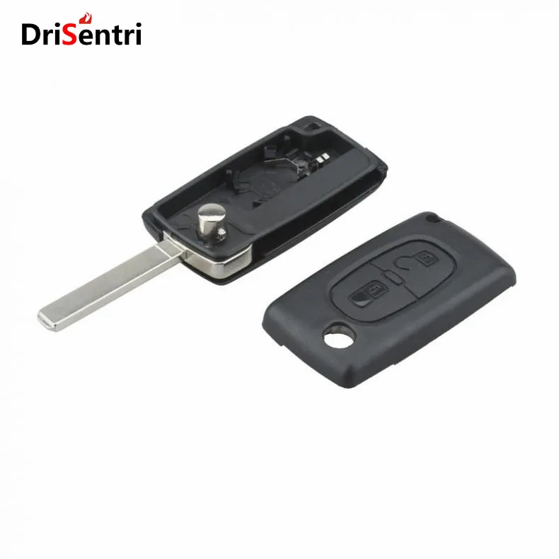 Black 2 Buttons Entry Replacement Key Remote Fob Shell Case with Uncut Car Flip Key for CITROEN C2 C3 New Listing