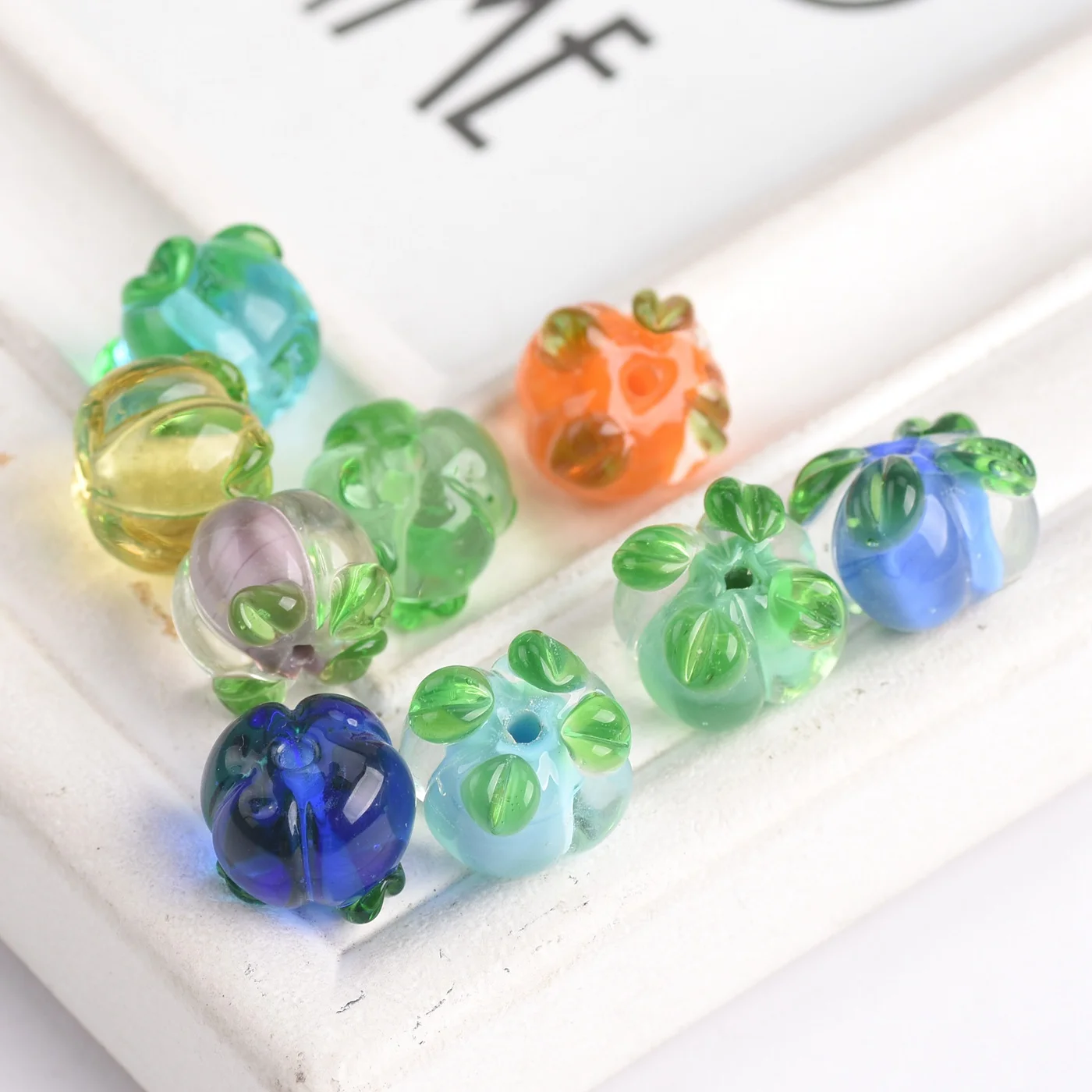 

5pcs 12mm Persimmon Shape Handmade Lampwork Crystal Glass Loose Beads for Jewelry Making DIY Crafts Findings