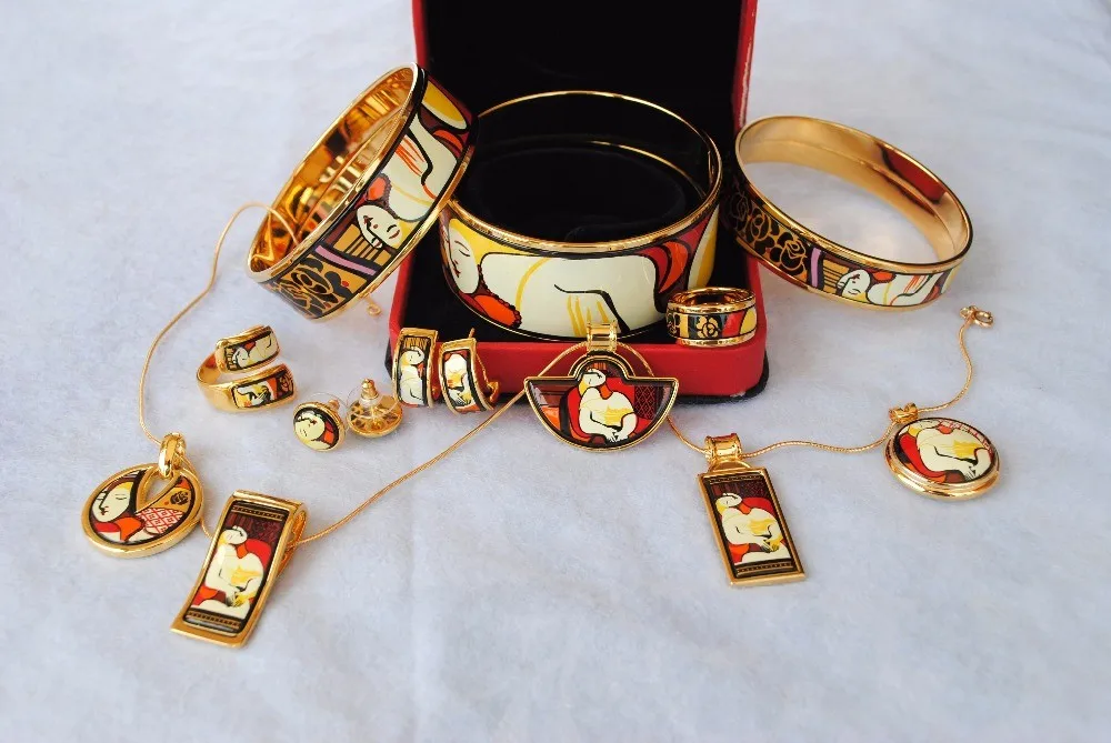 Cloisonne Enamel Jewelry European and American Style 5pcs Sets