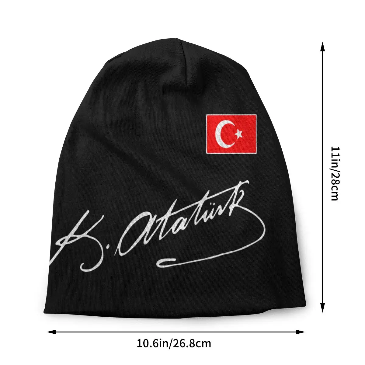 Ataturk With Turkey Flag Turkish Ataturk Signature Cap Goth Outdoor Skullies Beanies Hats Male Warm Dual-use Bonnet Knit Hat