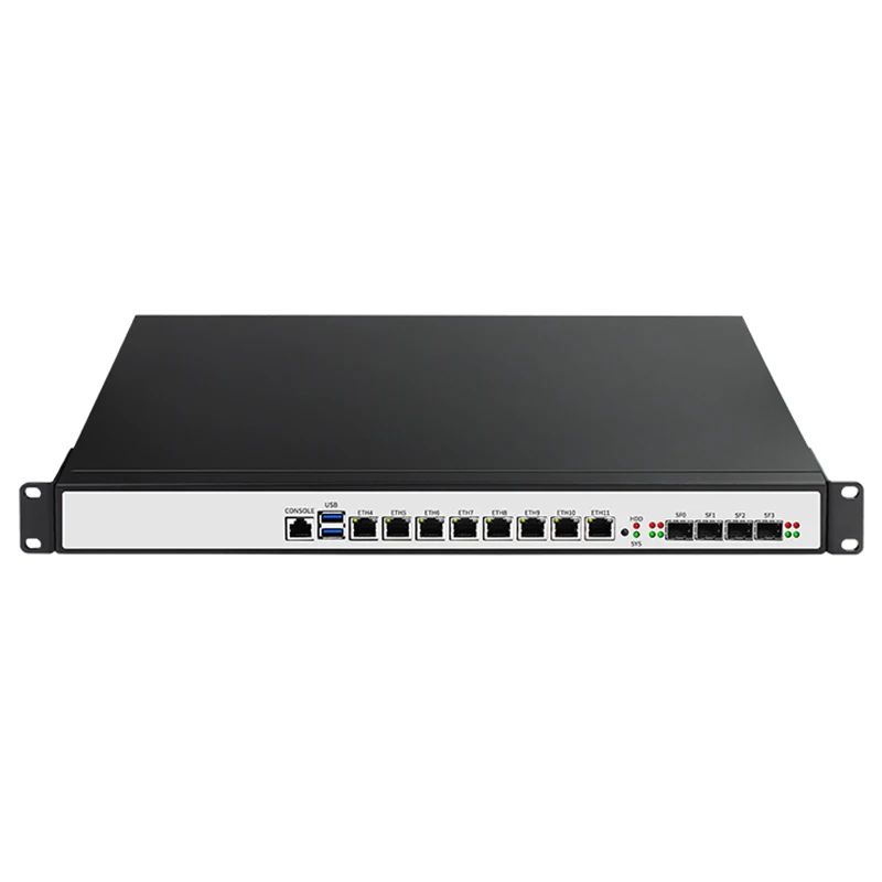 Redundante Voeding, industriële 1U Firewall Server Router Intel 8 Gigabit 1000M Met 4*10G Sfp Intel Core I5 9400 i7 9700