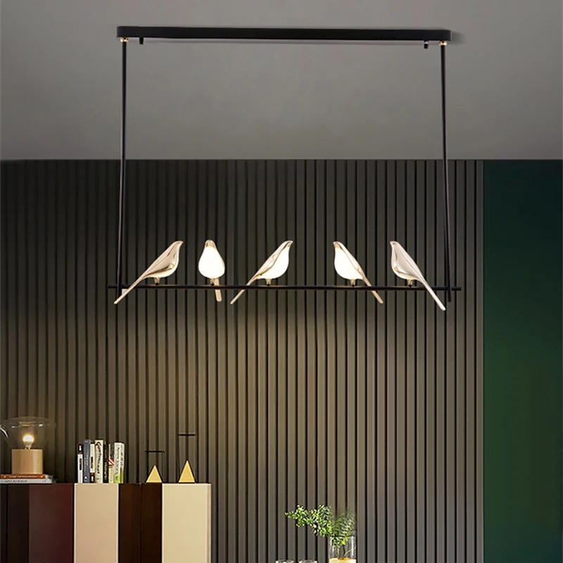 jmzm Nordic LED Bird Long Chandelier iron Pendant Lamp Neutral light Living Dining room Bar Cafe Bedroom Sofa Background Light