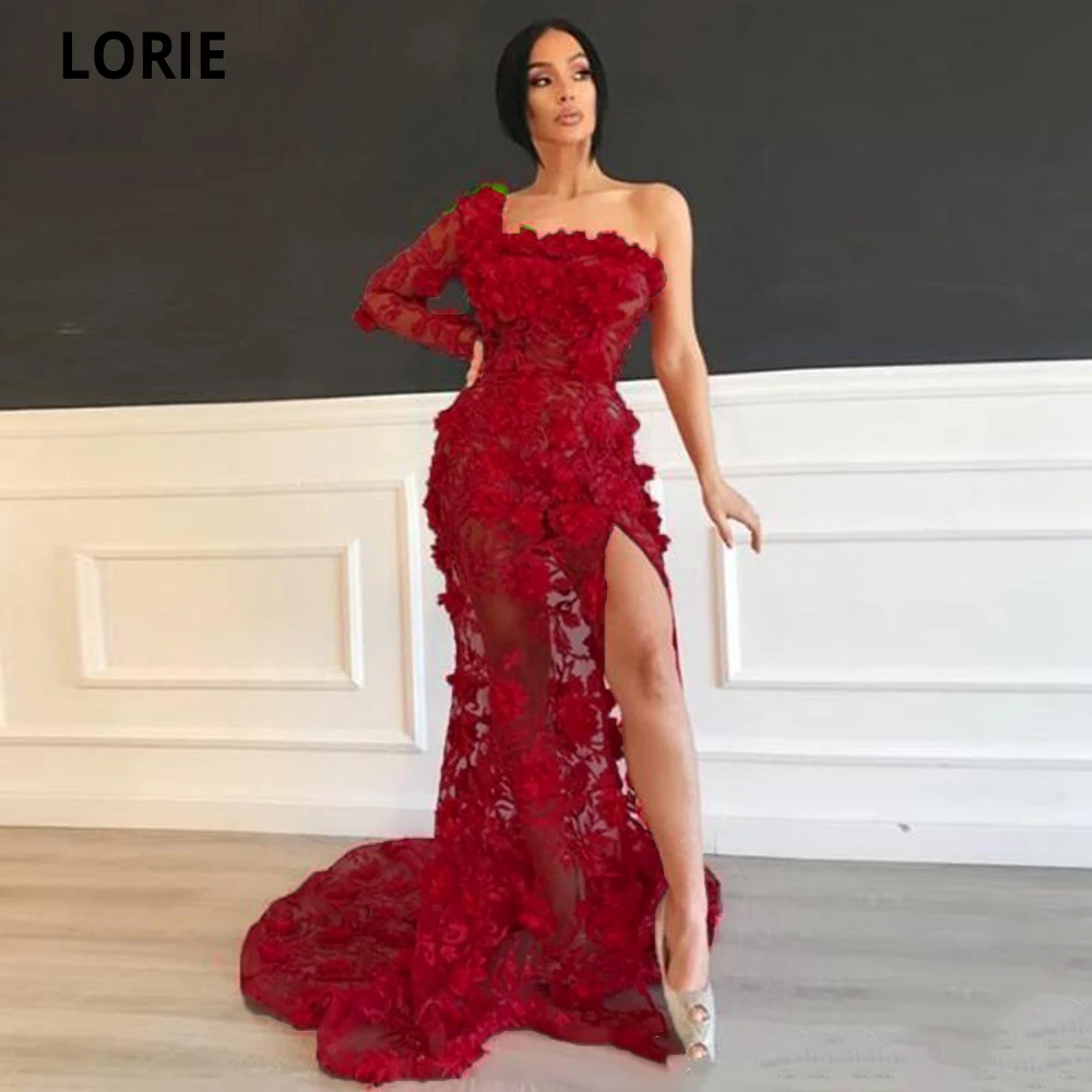 Gaun Malam Bahu Pne Memikat LORIE Gaun Selebriti Putri Duyung untuk Wanita 2020 Gaun Prom Formal Applique Renda Elegan