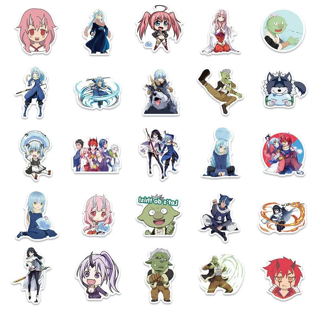 Anime 50pcs When I was reincarnated .it was slime Rimuru Tempest benimaru Cartoon suitcase hand account sticker stickers