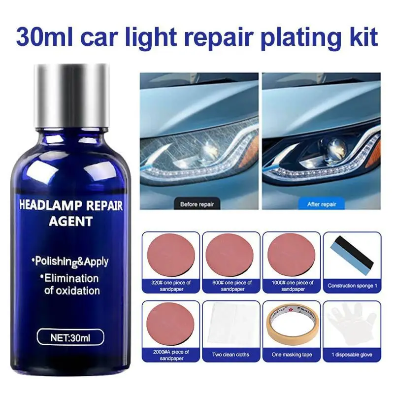 

10/30ml Car Headlight Repair Fluid Headlight Polish Headlight Repair Kit Refurbishment Liquid Car Headlight Restoration Wash Kit