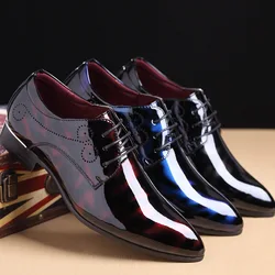 2021 Newly Men's Patent Leather Oxford Shoes Shoes Zapatos de hombre Men Formal Shoes Pointed Toe Business Wedding