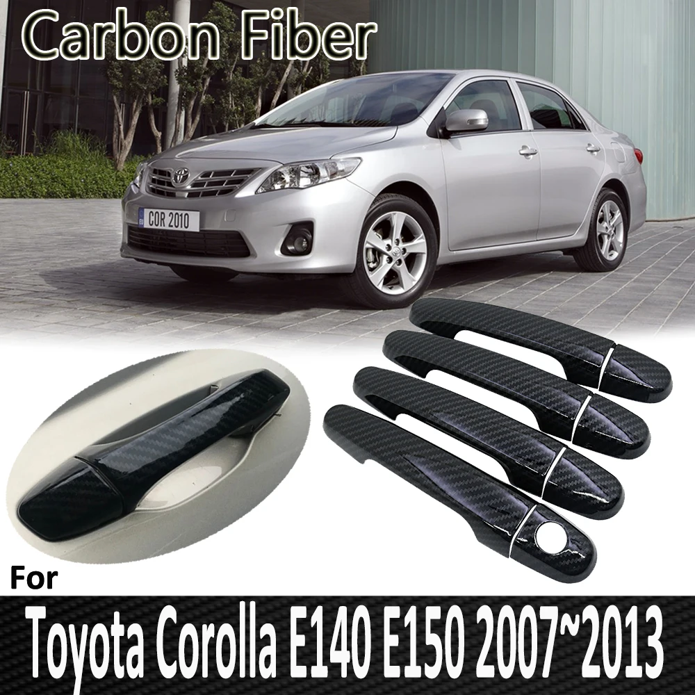 

Черное углеродное волокно для Toyota Corolla E140 E150 2007 2008 2009 2010 2011 2012 2013, наклейка на дверную ручку, автомобильные аксессуары