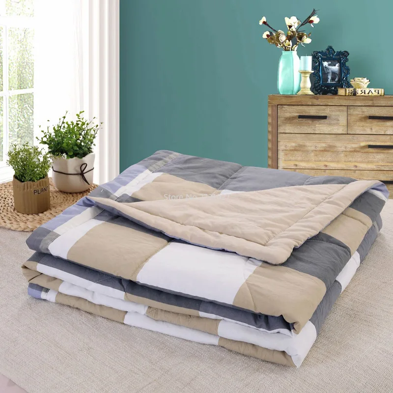 

Summer Quilt Air-conditioning Quilt Striped Single and Double Skin-friendly Soft Quilt Bedding