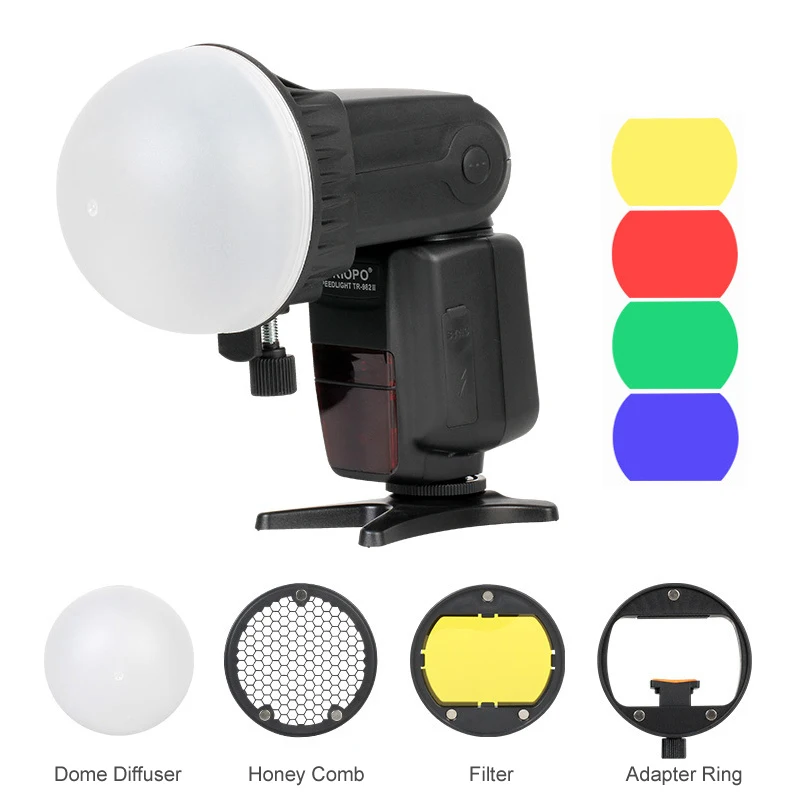 Triopo Flash cupola magnetica griglia a nido d'ape diffusore a sfera filtro colorato Kit accessori Speedlite per torcia Godox Yongnuo