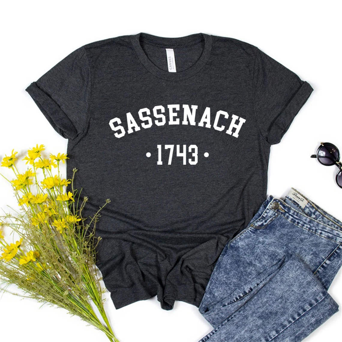 Sassenach 1743 Unisex T Shirt Outlander Book Series T-Shirt Claire Jamie Fraser Shirt Outlander Tv Show Inspired Tee Vintage Top