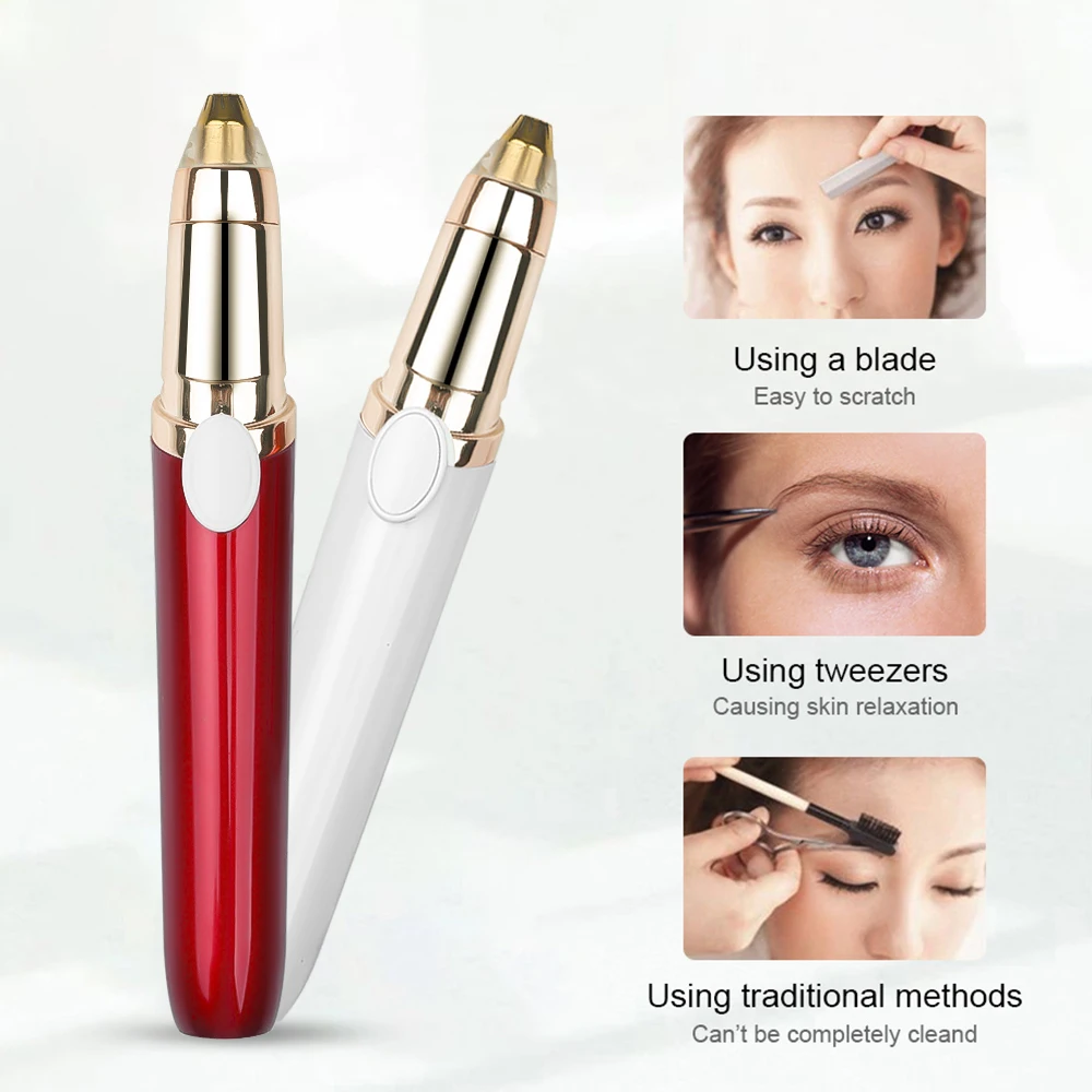 Professional Electric Eyebrow Trimmer Women Makeup Painless Lipstick Epilator Mini Shaver Razor Portable Facial Hair Remover