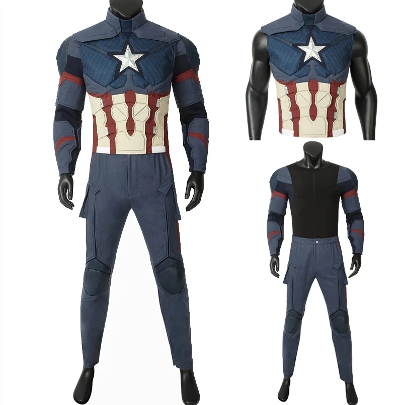 Captain Steven Rogers Cosplay Costume Adult Superhero Battle Uniform Costume Halloween Carnival Suits With Boots