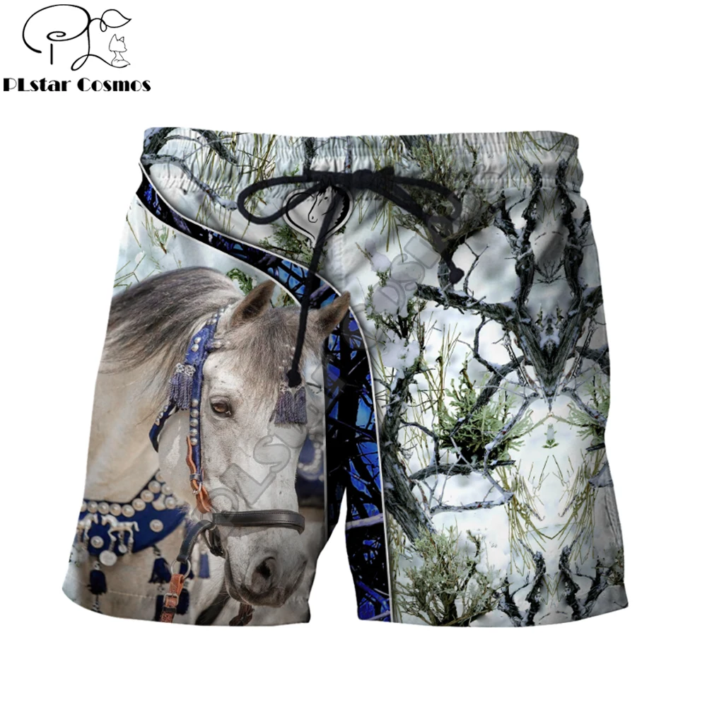 Animal Beautiful Love Horse Tattoo 3D Printed Mens Shorts Unisex Streetwear Shorts Summer Beach Harajuku Casual Shorts DK-11