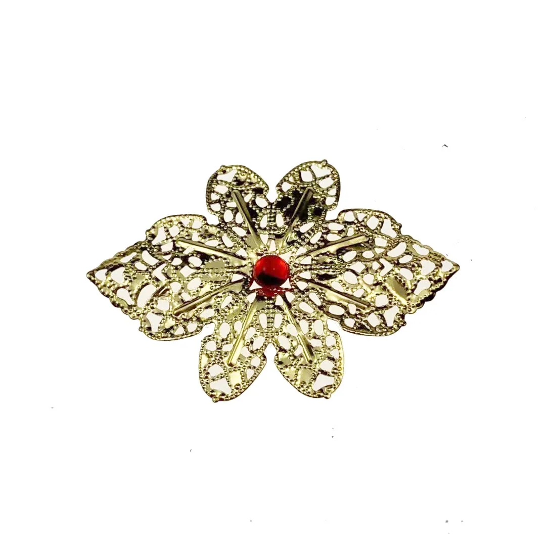 20pcs/lot 58x42mm Gold color/brozne Metal Filigree Flowers Slice Charms base Setting DIY Jewelry Components  cosplay Accessories