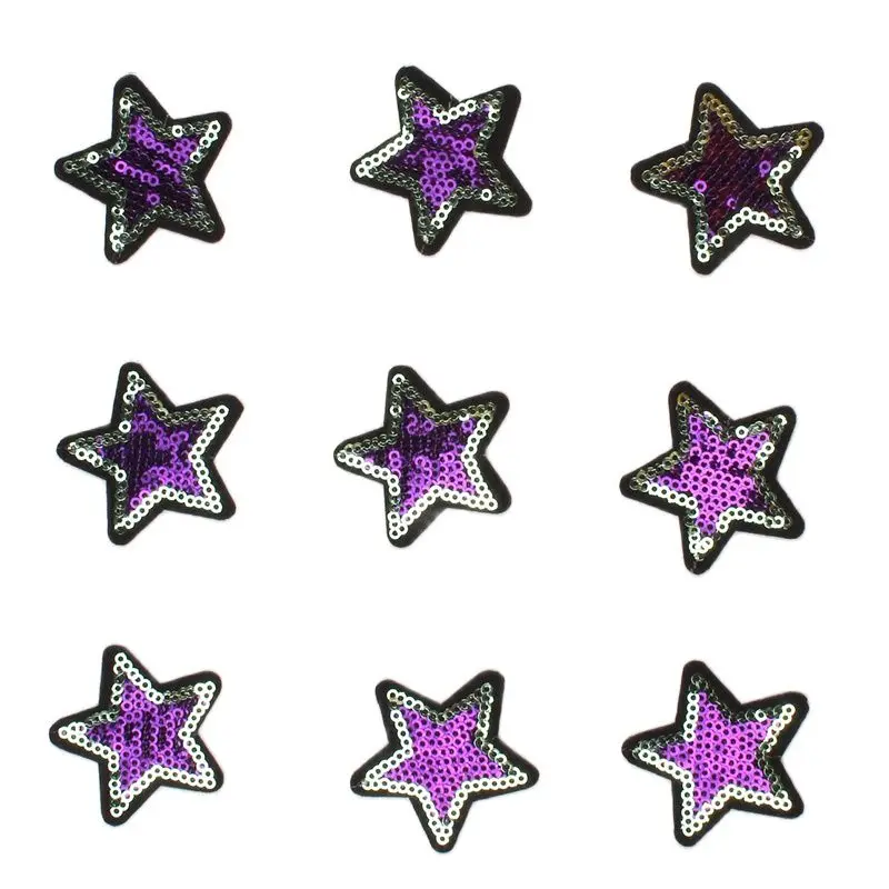 10pcs/lot Embroidered Glitter Star Patch DIY Iron On Sequined Stickers Fashional Badge Garments Appliques Handmade