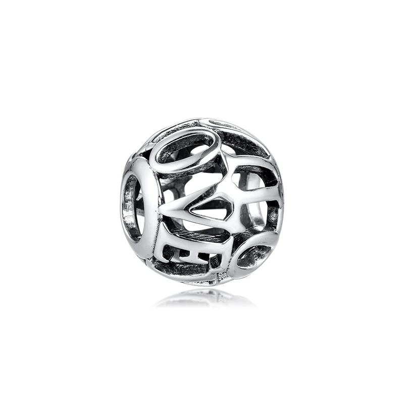 

Openwork I Love You Script Charm Sterling Silver Jewelry Fits Charms 925 Silver Bracelets For Woman DIY Beads For Jewelry Making