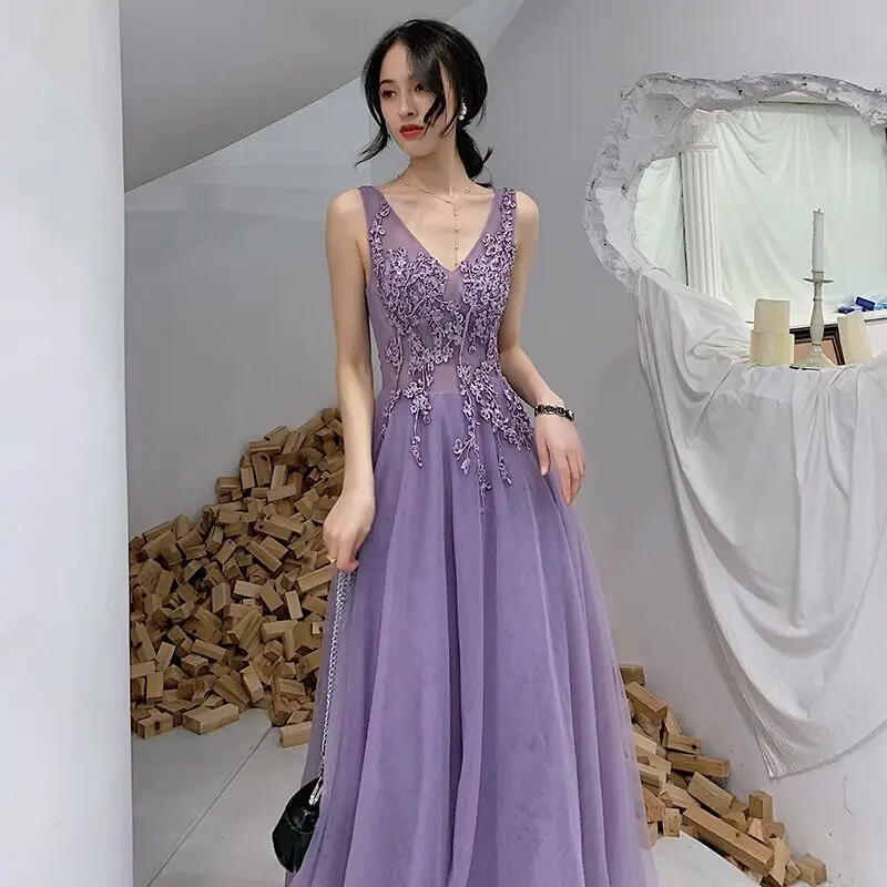 Vestido rendado com decote em v, novo estilo, apliques para festa de formatura, vestido de festa, festa de casamento