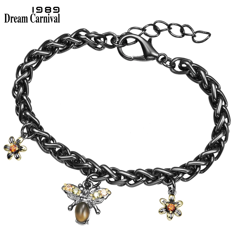 DreamCarnival 1989 New Honey Bees Charm Bracelet for Women Hot Selling Insect Party Cute Jewelry Must Have Christmas Gift WB1237