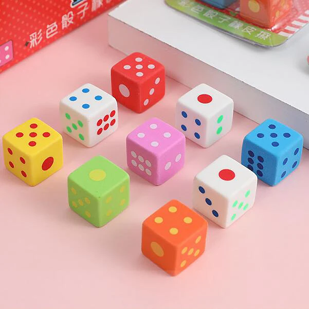 3pcs/set Creative Dice Series Eraser Novelty Kids Student Office Writing Stationery Supplies Accessories(ss-475)