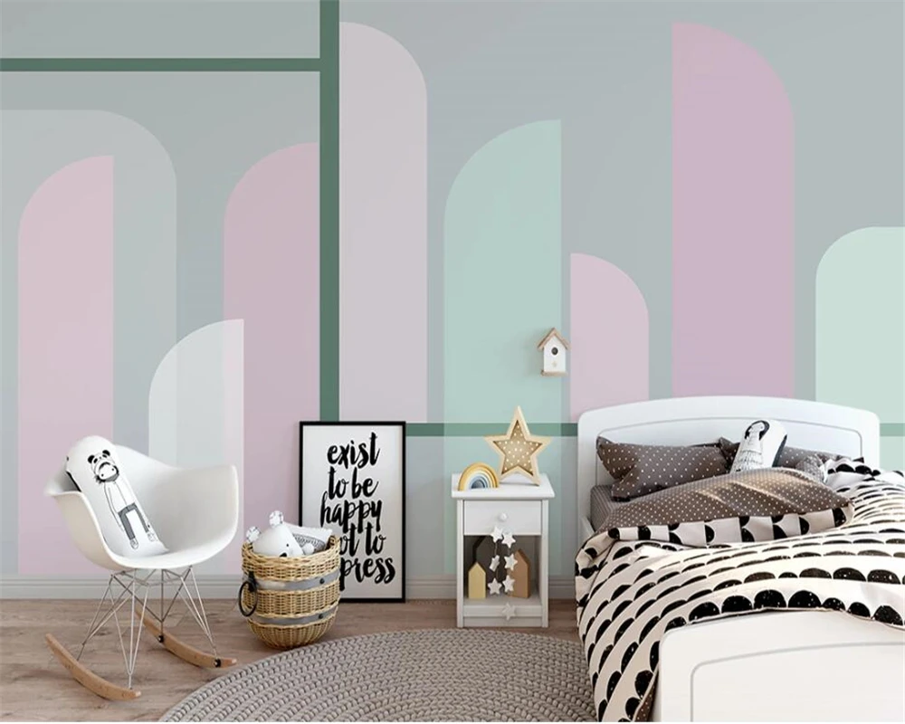 beibehang Customized wall paper minimalist abstract geometric color interior background modern Nordic hand-painted wallpaper