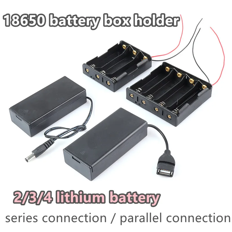 

LOT 18650 battery box holder 2/3/4 lithium battery series and parallel with line usb power interface power bank DC welding-free