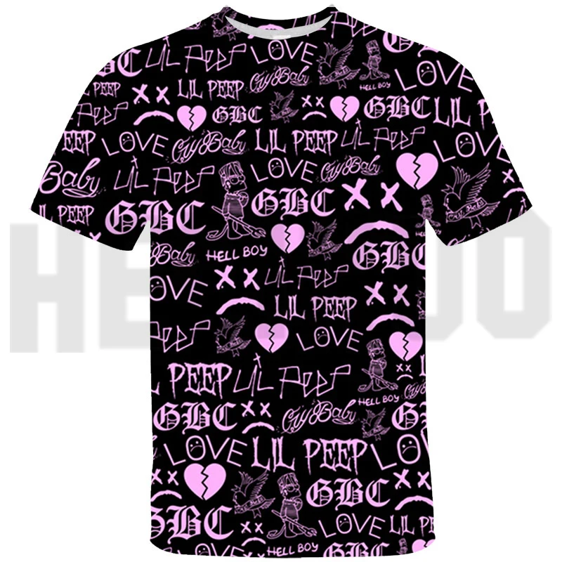 Lilpeep-男性と女性のための半袖サマーTシャツ,3Dプリントのカジュアルスタイル,男の子と女の子のための大きいサイズで利用可能