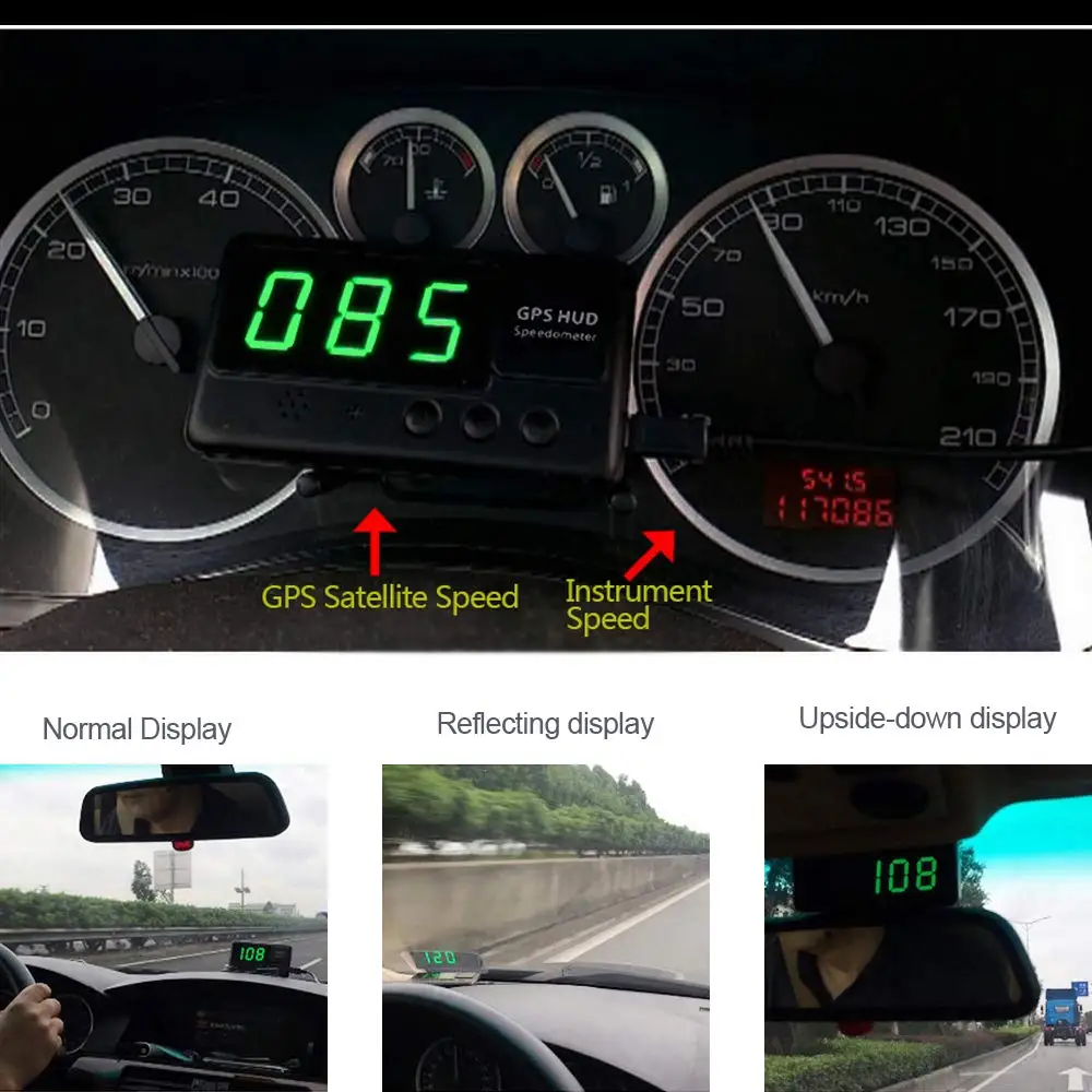

ELING GPS Head Up Display Speedometer Odometer Digital Speed Display MPH Over Speed Alarm Clock for All Vehicles C60 C60S