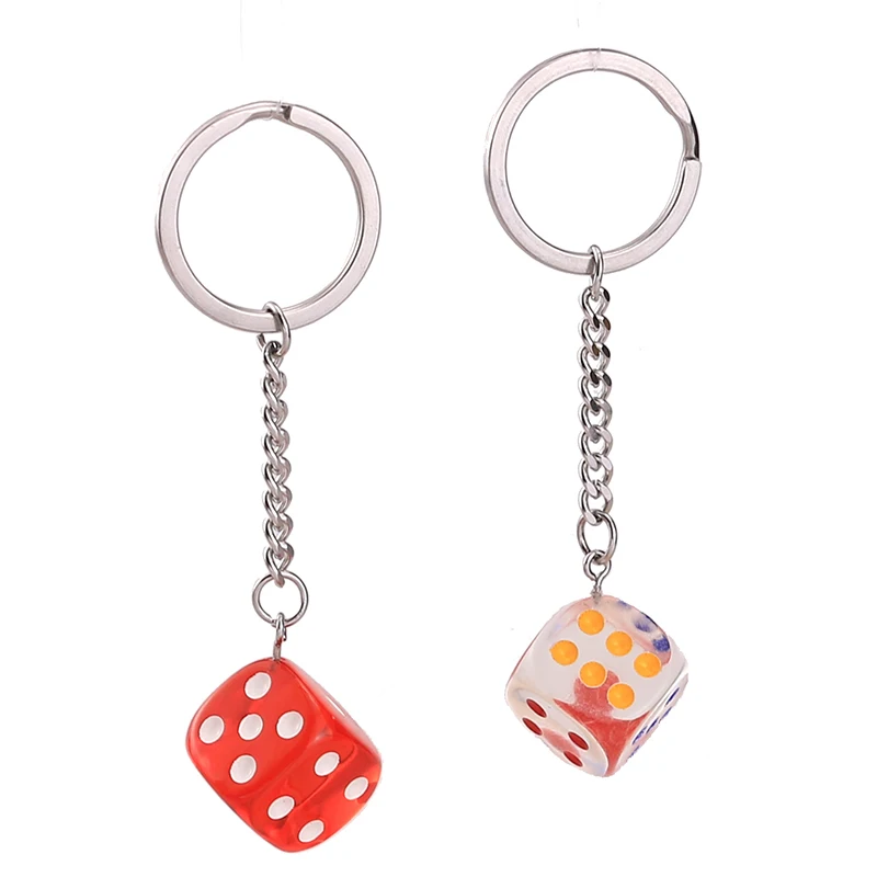 3D Stainless Steel Hole Key Ring Plus Dice Custom Diy Key Chain Women Steel Round Split Cute Keychain Gifts for Men