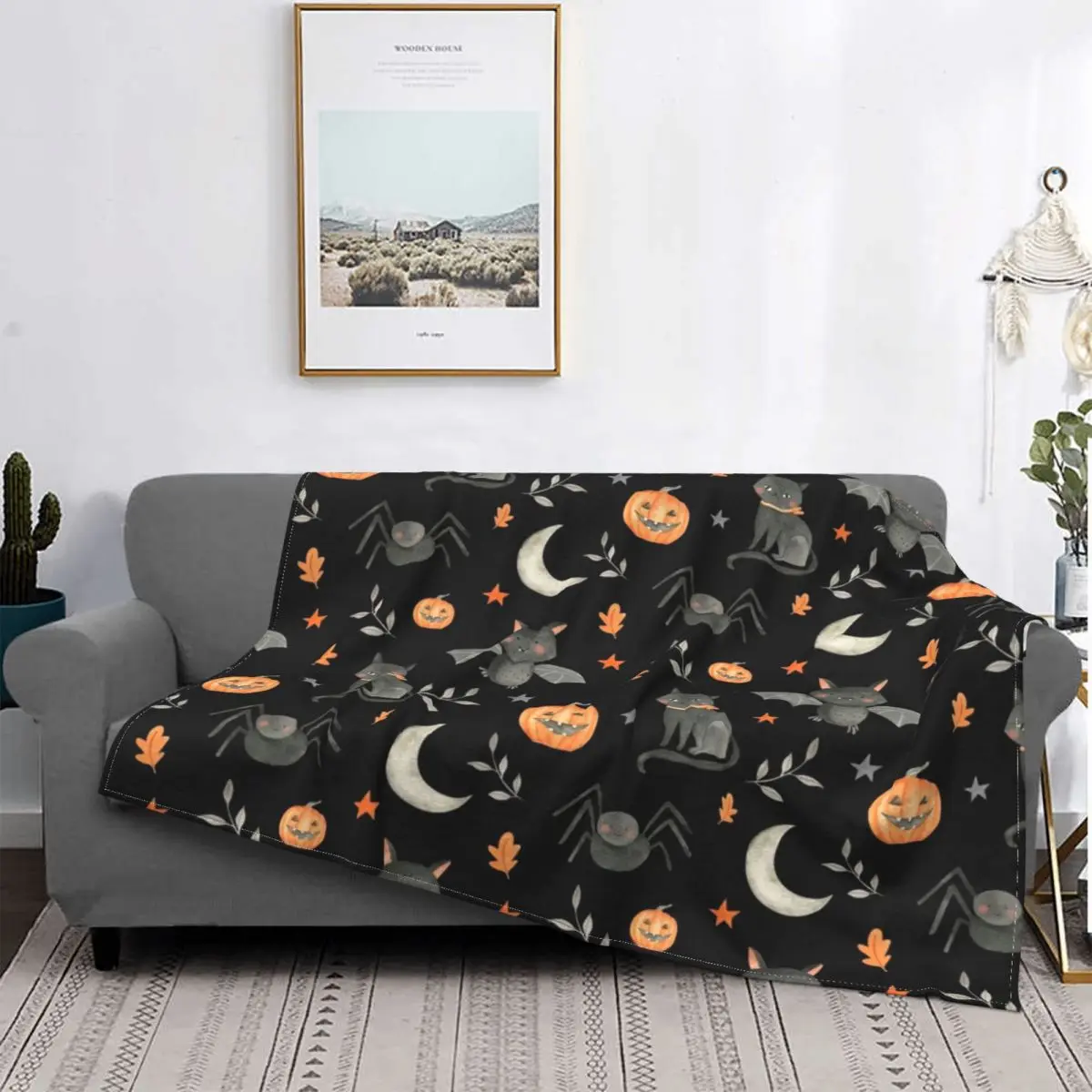 Halloween Party Blanket Flannel Print Pumpkin Breathable Warm Throw Blankets for Bedding Couch Bedding Throws