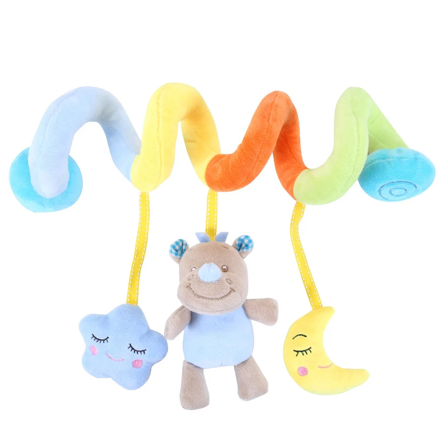 Baby Crib Mobile Rattles Hanging Plush Cute Animal Doll Newborn Educational Toy Infant Car Seat Stroller Spiral Bed Winding Toys