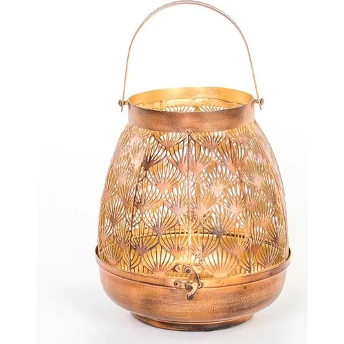 Euro Flora Metal Rust Color Lantern Candle Holder 19x22 cm