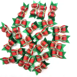 50/100Pcs  Christmas Pet Dog Hair Bows Puppy Dog Rubber Bands Hair Bows Grooming Accessories Pet Supplies Samll Dog Bows