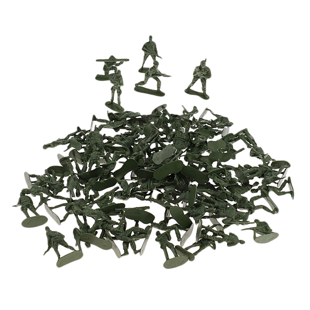 Figuras de acción de soldados de la Segunda Guerra Mundial, 100 Uds., 5cm, juego de hombres del ejército, verde militar