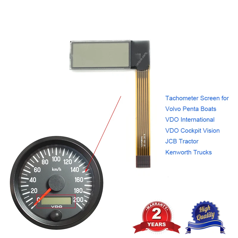 VDO Tachometer LCD Screen for Kenworth Truck JCB Volvo Penta Boat Yanmar Marine hour meter display