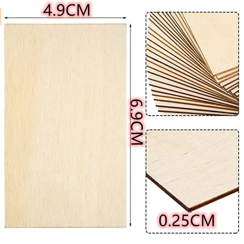 10pcs 6.9x4.9cm Blank Wooden Business Name Card Unfinished Plaque Rectangles Shapes Sign DIY Decorations Scrapbooking Crafts