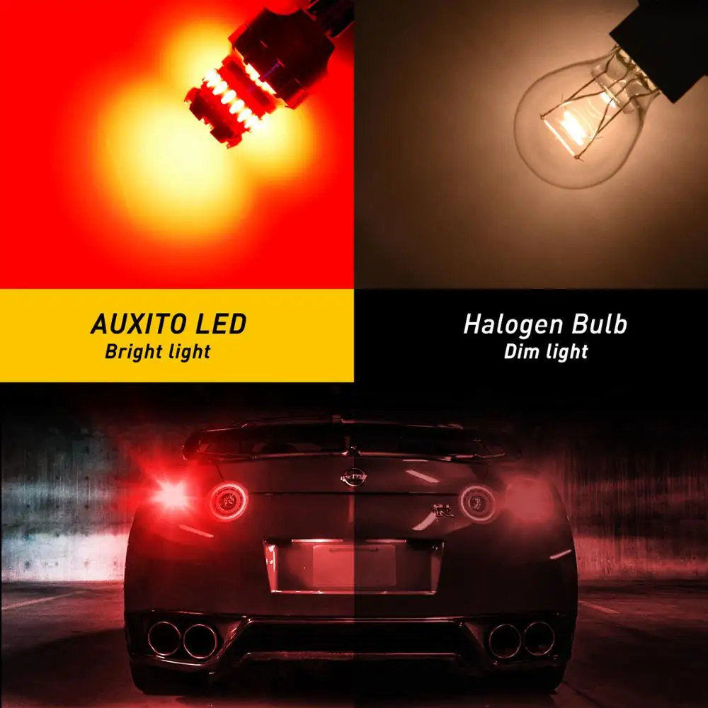 2PCS Flash Strobe T20 7443 W21/5W W21W Car Led Light Brake led Tail Signal Stop Light Bulb Back-Up Reverse Lamp Flash Red White