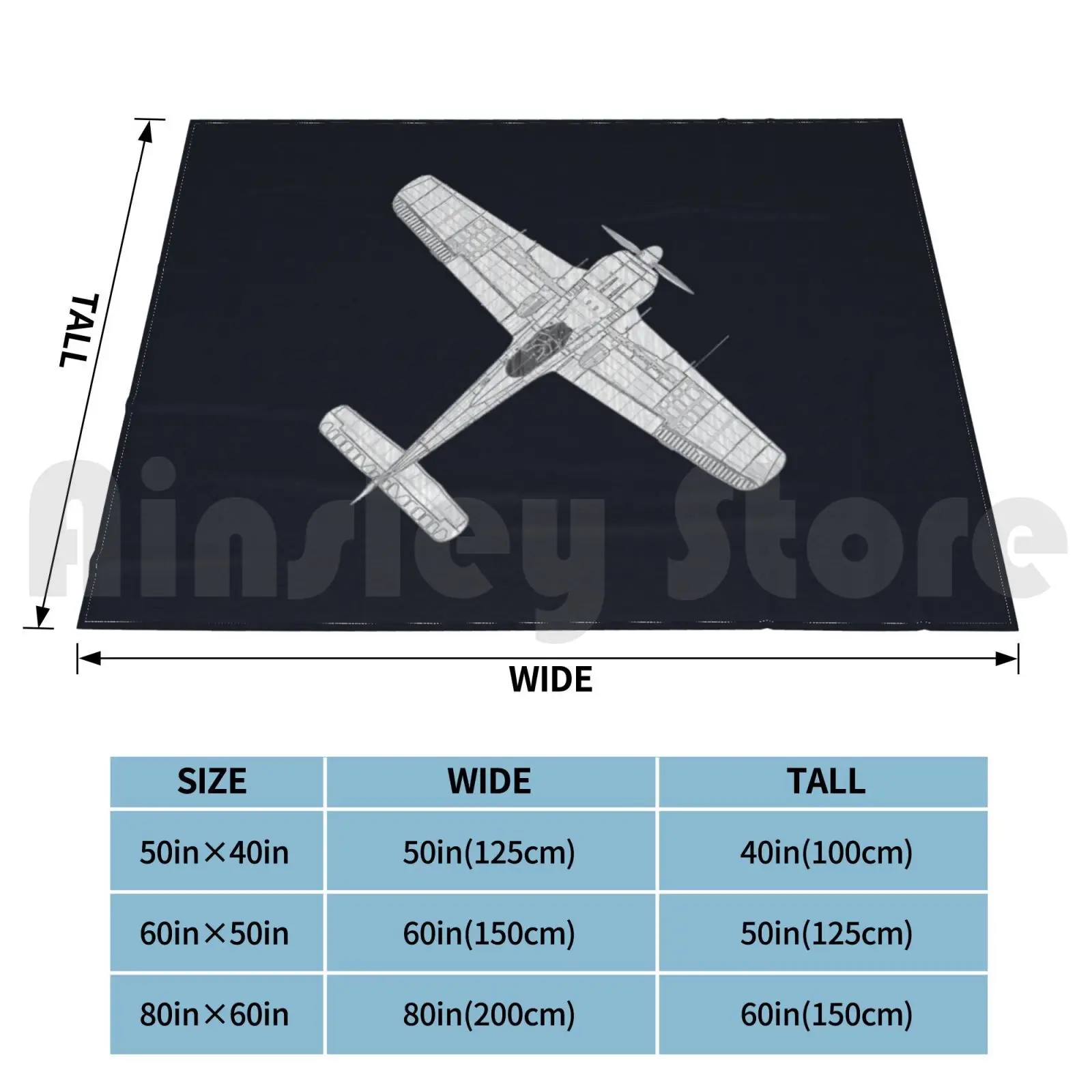 Focke Wulf Fw 190 Blanket Super Soft Warm Light Thin Fw 190 Focke Wolf German World War Ww2 Air Force Propeller image 2
