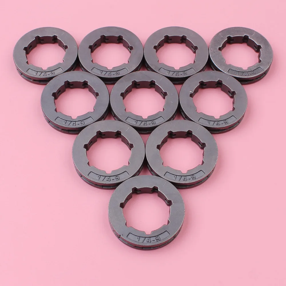 10pcs Sprocket Rim For Husqvarna 40 45 49 50 51 55 154 254 257 262 340 345 350 351 353 Chainsaw Part 1/4 Pitch 9 Teeth ID 19mm