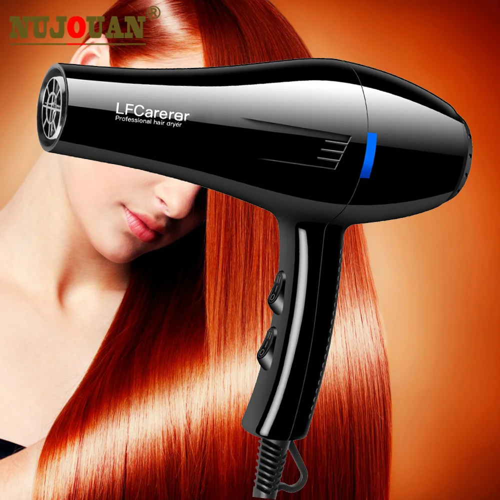 

New professional Hair Dryer Hot Air Style With Two Nozzles Blow Dryer Hot Cold air Adjust Salon Hair Styling Tools 220v EU Plug