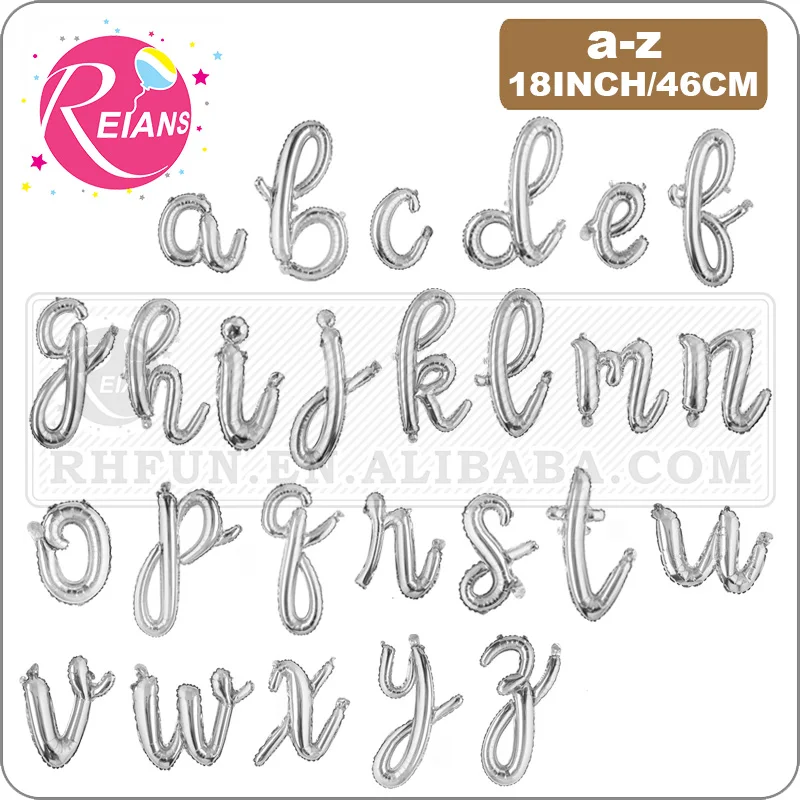 18inch Lowercase A-Z happy birthday letter balloon baby shower girl boy globos silver birthday party Decorations Kids Toys