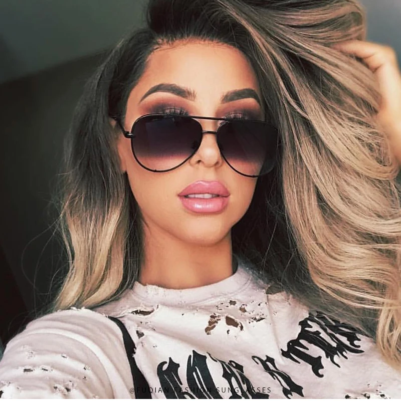 Klassische Metall Luftfahrt Sonnenbrille Frauen Mode Legierung Pilot Sonnenbrille Männer Farbverlauf Schwarz Driving Shades Damen UV400 – Detail 3