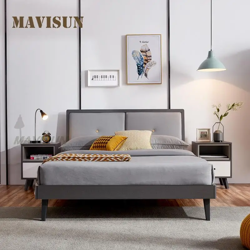 Conjunto de muebles de lujo para el hogar, cama de estilo europeo Simple de madera maciza de 1,2 m, estilo nórdico, pequeño apartamento, cama doble