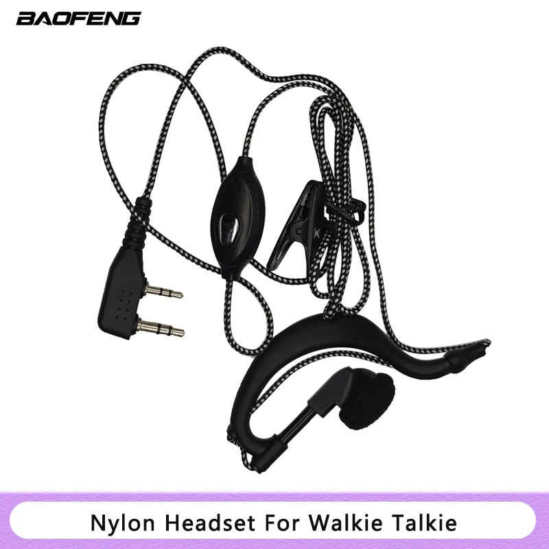 Baofeng-auriculares para walkie-talkie, cascos PTT con micrófono, gancho para la oreja, puerto K, Radio bidireccional, tguv-2