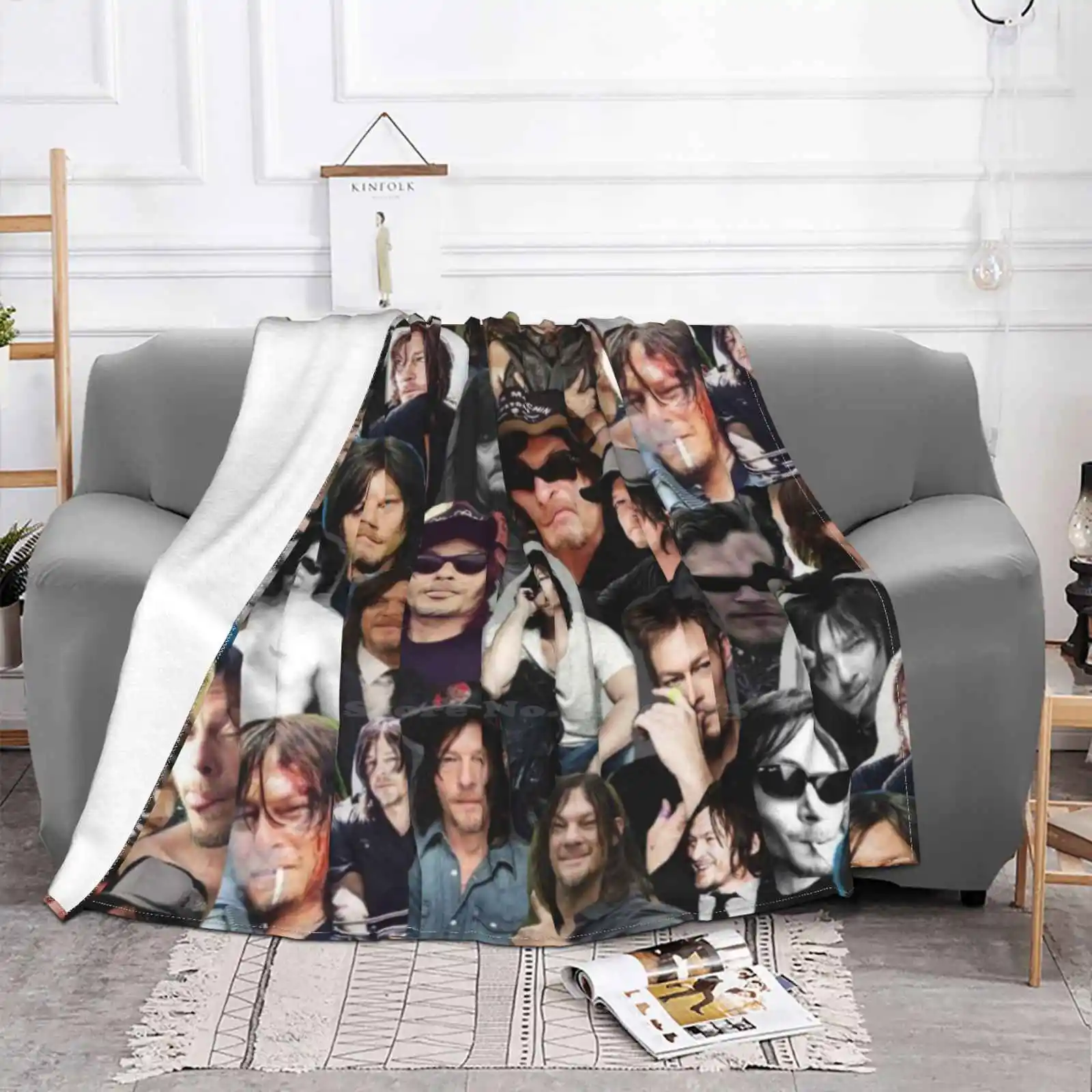 Norman Reedus Collage Creative Design Light Thin Soft Flannel Blanket Norman Reedus Collage Actor Tv Show Tumblr Norman